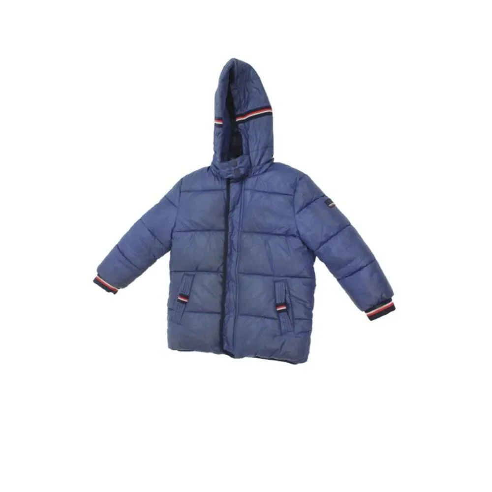 Mayoral Boys Long Sleeve Zippered Hooded Basic Coat Blue Size 6